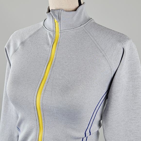 Fabletics Winnie Seamless Panel Track Jacket in Gray Yellow | Women's Small - Picture 3 of 16